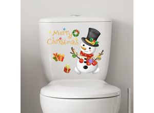 9322443327096 - Csparkv - Cartoon Weihnachtsbaum Schneemann Wandaufkleber Toilette Badezimmer Festival Dekor Aufkleber Weihnachtsdekoration Wanddekor Aufkleber