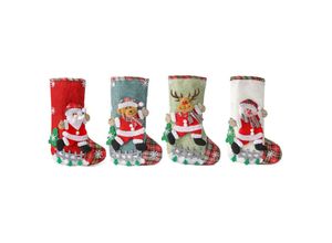 9322443329205 - Csparkv - 4 Stück Kamin-Weihnachtssocken Weihnachtssocken personalisierte Weihnachtssocken 30 x 19 cm Geschenktüte Weihnachtsbaum-Anhänger