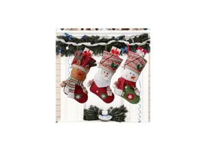 9322443330515 - Csparkv - 3 Stück großer Weihnachtsstrumpf Weihnachtsstrumpf Weihnachtsstiefel für Kamin Baum Vitrine Süßigkeitentüte (Weihnachtsmann Schneemann