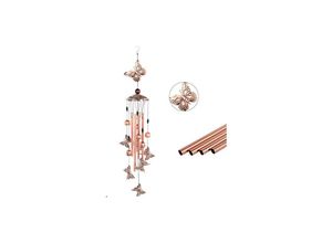 9322443330676 - Csparkv - 12×12×8255 cm) Schmetterlings-Windspiel 4 Hohlröhren 6 Metallglocken Musik für draußen und drinnen Gartendekoration Terrasse