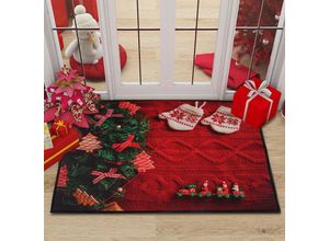 9322443331437 - CSPARKV 1 Stück Weihnachts-Fußmatte Weihnachts-Bodenmatte Fußmatte 40 x 60 cm Heim-Eingangsteppich Weihnachtsmuster weihnachtliche