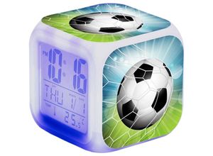 9322443368921 - Csparkv - Fußballwecker Kinderwecker elektronische Uhr Fußball-Digitalwecker LED-Anzeige Nachttischwecker mit LED-Leuchten Kinderwecker