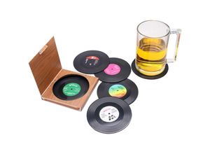 9322443381630 - Untersetzer-Set mit 6 Stück Vinyl-Schallplatten-Untersetzer (lp) rutschfeste Untersetzer im Retro-Stil für Tassen Kaffee und Getränke - Csparkv