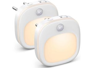 9322443393336 - Csparkv - 2er-Pack] Steckdosen-Nachtlicht stufenlos dimmbare Innen-Bewegungsmelder-Lampe warmes weißes gemischtes LED-Nachtlicht gut für Flur