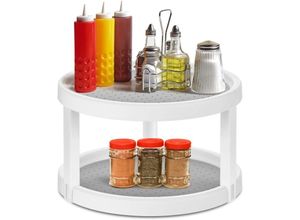 9322443395378 - Csparkv - 248 x 248 x 153 cm grau weiß Kasimir Küchengewürzaufbewahrung drehbares Gewürzregal für die Küche auf der Arbeitsplatte drehbares