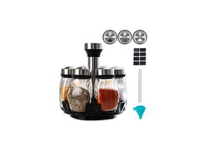 9322443395538 - Csparkv - 17 x 17 x 19 cm drehbares Gewürzregal Gewürzkarussell 360° drehbares Gewürzregal Set mit 6 Glas-Nachfüllgläsern für Schrank 9322443395538 - Csparkv - 17 x 17 x 19 cm drehbares Gewürzregal Gewürzkarussell 360° drehbares Gewürzregal Set mit 6 Glas-Nachfüllgläsern für Schrank