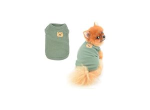 9322443396221 - Csparkv - 30 x 19 x 20 cm grünes T-Shirt für kleine Hunde Cartoon-Patch Frühlings- und Sommer-Tanktop weiche bequeme Hundekleidung ärmelloser