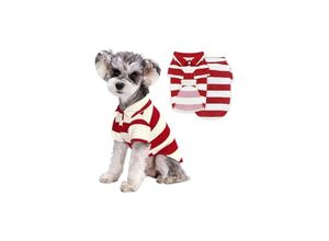 9322443396238 - CSPARKV 27 x 17 x 17 cm rote Hunde-Shirts modische gestreifte Katzen-Welpen-T-Shirts Sommer atmungsaktives Strand-T-Shirt kurzärmliges Poloshirt