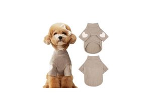 9322443396269 - Csparkv - 20 x 28 x 20 cm Kaffee Größe Warmer Pullover für kleine und mittelgroße Hunde und Katzen – Hunde-T-Shirt mit Herz-Aufdruck –