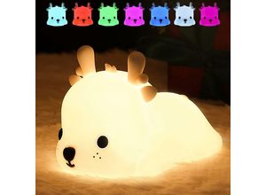 9323973423524 - Nachtlicht für Kinderzimmer niedliche Tier-Hirsch-Lampe Teenager-Mädchen-Geburtstagsgeschenke Kawaii-Raumdekoration 7 Farben wiederaufladbares