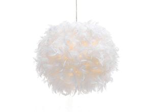 9326687365319 - Pendelleuchte 1 Flammig Moderne Kronleuchter Romantisch Hängelampe mit Ø30cm Feder Ball Lampenschirm für Wohnzimmer Esszimmer (Weiß)