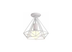 9326687365609 - Axhup - Deckenleuchte Diamant Form Vintage Deckenlampe mit Käfig Antik Semi-Flush Mount Licht E27 Lampenfassung für Esszimmer Schlafzimmer Loft (Weiß)