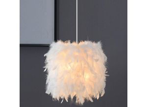 9326687365821 - Axhup - Pendelleuchte 1 Flammig Moderne Kronleuchter Romantisch Hängelampe mit Ø22cm Feder Ball Lampenschirm für Wohnzimmer Esszimmer (Weiß)