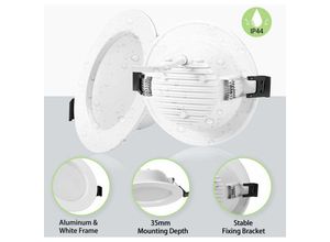 9328851044259 - Set mit 10 extraflachen IP44-LED-Einbaustrahlern integrierter LED-Strahler 5 W 310 lm 3000 K warmweiß ultradünner 35-mm-Einbaustrahler