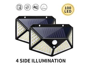 9328867011405 - [2er-Pack] Solarleuchte 100 LED-Solarleuchten für den Außenbereich 270° superhelle Solarlampe mit Bewegungssensor Sicherheitswandleuchte 3 Modi