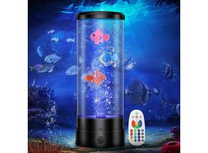 9328867012747 - Leuchtende Blasenlampe mit Fisch LED-Aquarium mit Fernbedienung 17 Farben 4 Modi Umgebungs-RGB-Licht Heim-Schlafzimmer-Dekoration Geschenk für