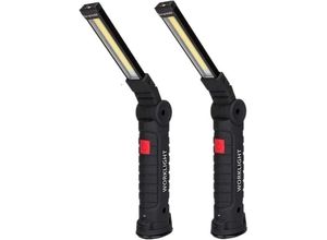 9328867023484 - 2 Stück LED-Arbeitsleuchte wiederaufladbare USB-Inspektionslampe COB-Taschenlampe mit Magnetfuß 5 Modi für Werkstatt Garage Camping Notfall