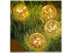 9328867025792 - 4 Stück Solarleuchten für den Außenbereich Gartenkugel rissige Glaskugel Hofdekoration wasserdicht warmweiß LED-Solarlicht dekorative
