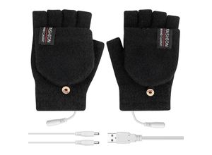 9328867026263 - USB Beheizte Handschuhe Waschbares Heizung Stricken Handschuhe Winter-Heiz-Handschuhe Volle und Halbe Hände Warme Laptophandschuhe für Damen &