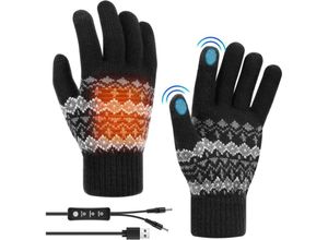 9328867026331 - USB Beheizte Handschuhe Damen und Herren Winterhandschuhe Touchscreen Handschuhe Strick Fingerhandschuhe Sport Warm Winterhandschuhe Gestrickt