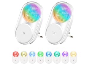 9328867031809 - 2 Stück Intelligente LED-Lichtsteuerung Nachtlicht RGB sieben Farben Umgebungslicht Baby Zimmer schlafen Licht Schlafzimmer Korridor bequeme Lichter