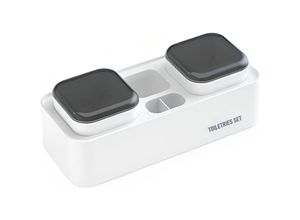 9328867032110 - Zahnbürstenhalter Wand ohne Bohren Badezimmer an der Wand befestigter Zahnbürstenbehälter mit 2er Tassen ABS-Material Anti-Feuchtigke