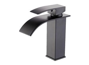 9328867035005 - Moderne schwarze Wasserfall-Waschbeckenarmatur Wasserfall-Badarmatur mit Premium-Keramikventil Einhebelmischer aus Messing Wasserfall-Design