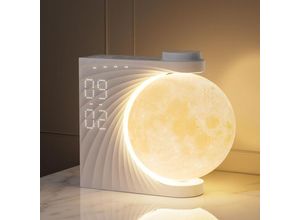 9328867037016 - Mondlampe mit Tageslichtwecker 2 Wecker Mondlicht RGB 8 Colors 10 Natürlicher Klang Wake up Light Nachttischlampe 3 Stufige Nachtlicht für