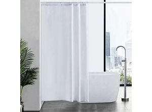 9328867107436 - Duschvorhang Anti-Schimmel-Stoff maschinenwaschbar weißes Textil wasserdicht lange Badevorhänge für Badewanne oder Badezimmer mit 12 Ringen