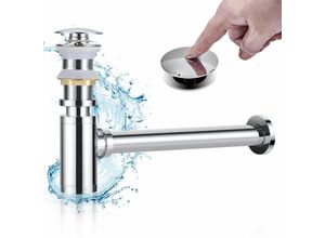 9328867109683 - Waschbecken-Siphon mit aufklappbarem Waschbecken-Ablauf ohne Überlauf Badezimmer-Ablauf- und Siphon-Set automatisches