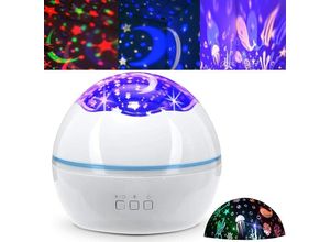 9328867112140 - Nachtlicht für Kinder Baby-Stern-Nachtlicht-Projektorlampe 360 Grad drehbar 2-in-1 Sternenozean-Nachtlichtprojektor 8 Farben wechselndes Licht