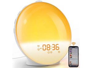 9328867116483 - Wake-up-Lichter bei Sonnenaufgang Wecker Umgebungslicht schillernde Farben RGB-Nachtlichter gedämpfter weißer Ton UKW-Radio Lichter für Kinder