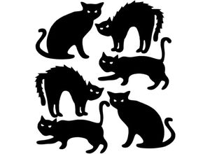 9328867119149 - Metallische Gartendekoration exquisite Katzen-Silhouette 6 Stück Kürbisgeist schwarze Katze realistische Bodendekoration Katzenhof-Kunst