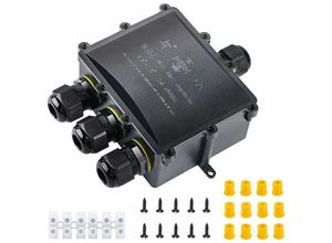 9328867142628 - IP68 Wasserdichter Anschlusskasten für den Außenbereich 4-fach breiterer Kabelanschluss elektrischer Anschlusskasten für Kabel mit Ø 4–14 mm