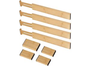 9328867150500 - Set mit 4 Schubladenteilern aus Bambus verstellbare Schubladen-Organizer Trennschubladen Küchenschubladenteiler für Schlafzimmer Küche Büro