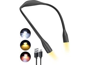 9328867150784 - Wiederaufladbare Leselampe für den Hals 3 Farben Augenschutz LED-Nachtleselampe um den Hals Hände frei Nackenlampe zum Lesen Camping Nähen