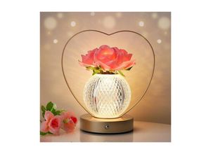 9328867973826 - Geburtstagsgeschenke für Frauen Rosen-Blumenlampe tragbares Nachtlicht wiederaufladbare schnurlose LED-Touch-Lampe 3 Farben stufenlos dimmbar