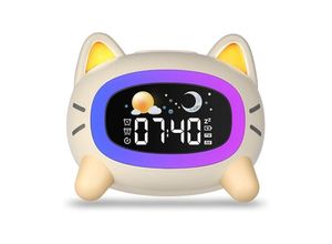 9328867974076 - Wecker Kinder Katze Schlaftrainer Kinderwecker Digital Mit Soundmaschine Buntem Licht Snooze und Timer-Funktion Lichtwecker Wake Up Light für