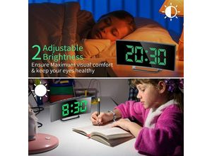 9328867975837 - Digitaler Wecker für Schlafzimmer BR-Life LED-Spiegelbildschirm 12 24 Stunden Temperatur Datum Nachtlicht Schlummerfunktion USB-Aufladung und