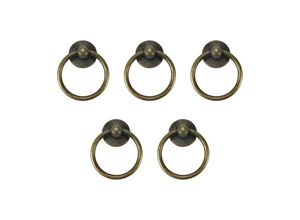 9328867980572 - 5 Stück 43 cm Metall-Ring-Zugknöpfe für Schrank Kommode Schublade Schrank antike Polsterung mit Schrauben (Vintage-Bronze)