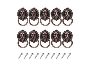 9328867981173 - 10 PCS Löwenkopf Schublade zieht 268 x 156 Antike Bronze Schrankknöpfe Tür Ring zieht Griffe für Schublade Schubladen Schrank (Red Bronze)