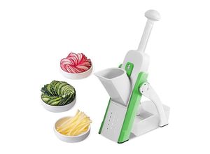 9328867985089 - Slicer für Küche Kartoffel Slicer für Chips 5 in 1 Gemüse Lebensmittel Hacker Kartoffel French Fry Cutter Food Slicer Einstellbare Dicke (FARBE Grün)