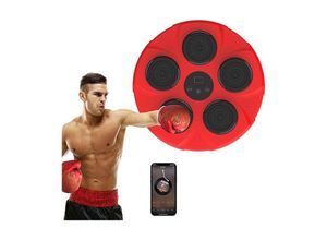 9328867986567 - Musikboxmaschine Smart Bluetooth Music Boxer elektronisches Boxgerät tragbar Wandmontage mit Boxhandschuhen Boxstärketester Rot