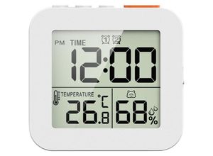 9328872120925 - Badezimmeruhr digitaler Dusch-Timer für Badezimmer Küchenwanduhr mit Alarm tragbarer wasserdichter Touch-Timer Innenthermometer Hygrometer Weiß