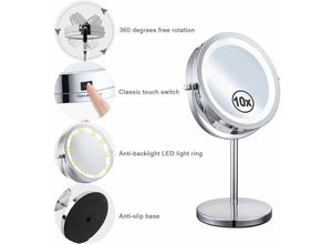9328872335374 - 1x 10x Vergrößerungs-Make-up-Spiegel beidseitig schwenkbar 360° drehbarer Tischspiegel doppelseitiger Kosmetikspiegel mit Ständer klare Kante im 9328872335374 - 1x 10x Vergrößerungs-Make-up-Spiegel beidseitig schwenkbar 360° drehbarer Tischspiegel doppelseitiger Kosmetikspiegel mit Ständer klare Kante im