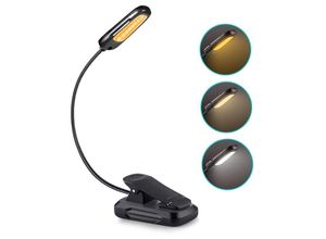 9328872340026 - Leseleuchte 16 LED-Leseleuchte Clip-USB-wiederaufladbare Lampe 9 Helligkeitsmodi und 3 Farbtemperaturen 360° flexible Clip-Lampe für Bett Buch