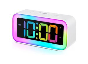 9328872348251 - Lauter Wecker für Schlafzimmer mit dynamischem RGB-Nachtlicht schlafender Erwachsener Dual-Wecker Dimmer USB-Ladegerät digitale Babybettuhr mit