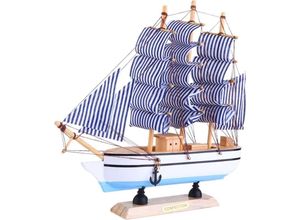 9328872350124 - 1 Stück Segelboot-Dekoration 24 cm Heimdekoration Dekoration für Wohnzimmer Segelboot-Ornament Retro-Küsten-Innendekoration hölzerne nautische