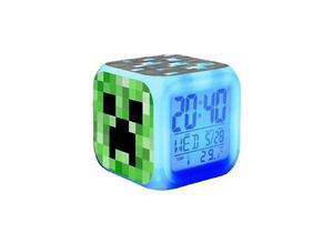 9328872500710 - Minecraft Bunter Farbwechsel-Quartett-Wecker LED-Nachtlicht Geburtstagsgeschenk Weihnachtsgeschenk 1