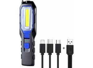 9328872502356 - Wiederaufladbare tragbare LED-Arbeitsleuchte leistungsstarke wiederaufladbare tragbare LED-Arbeitsleuchte USB-Magnetlampe 2800-mAh-COB-Akku Haken